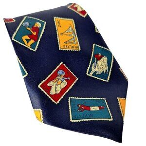 Mercedes Postage Stamp Sports Sailing Polo Horses Novelty Necktie